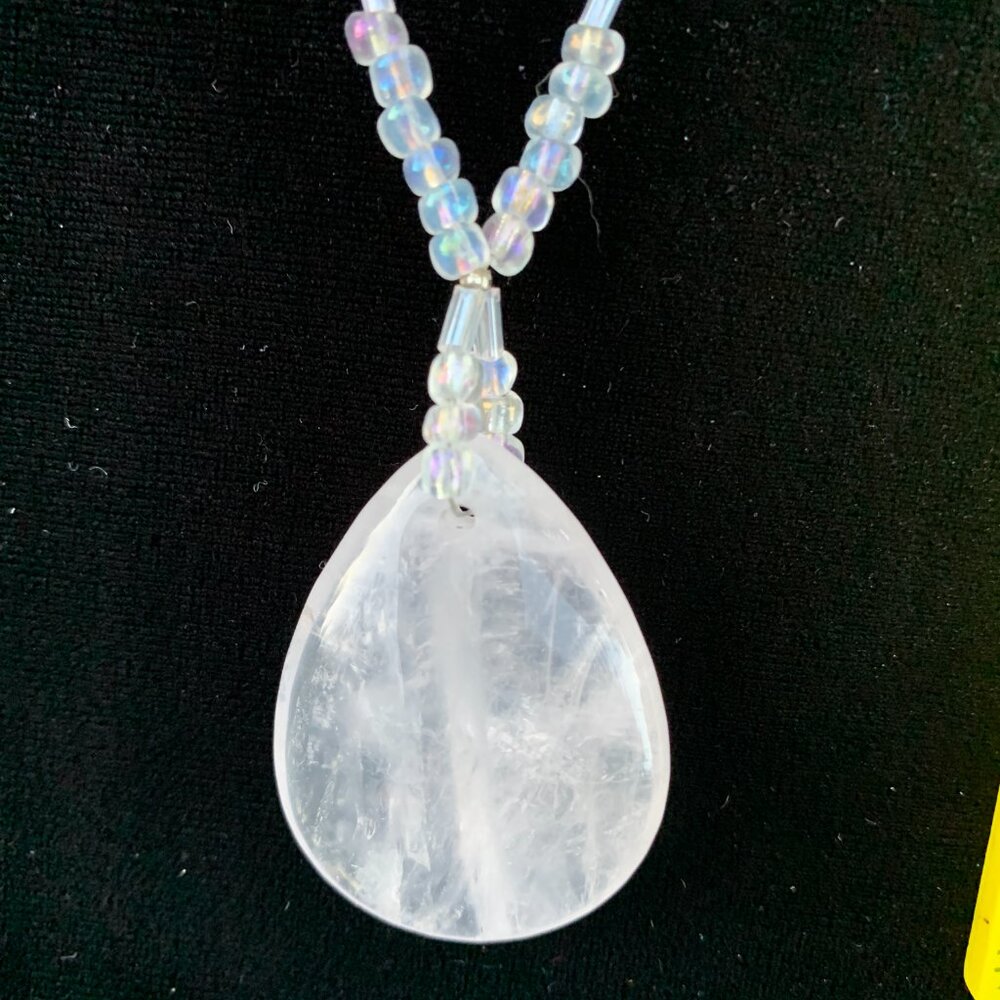 Rose Quartz Pendant Beaded Necklace - Picture 2 of 2